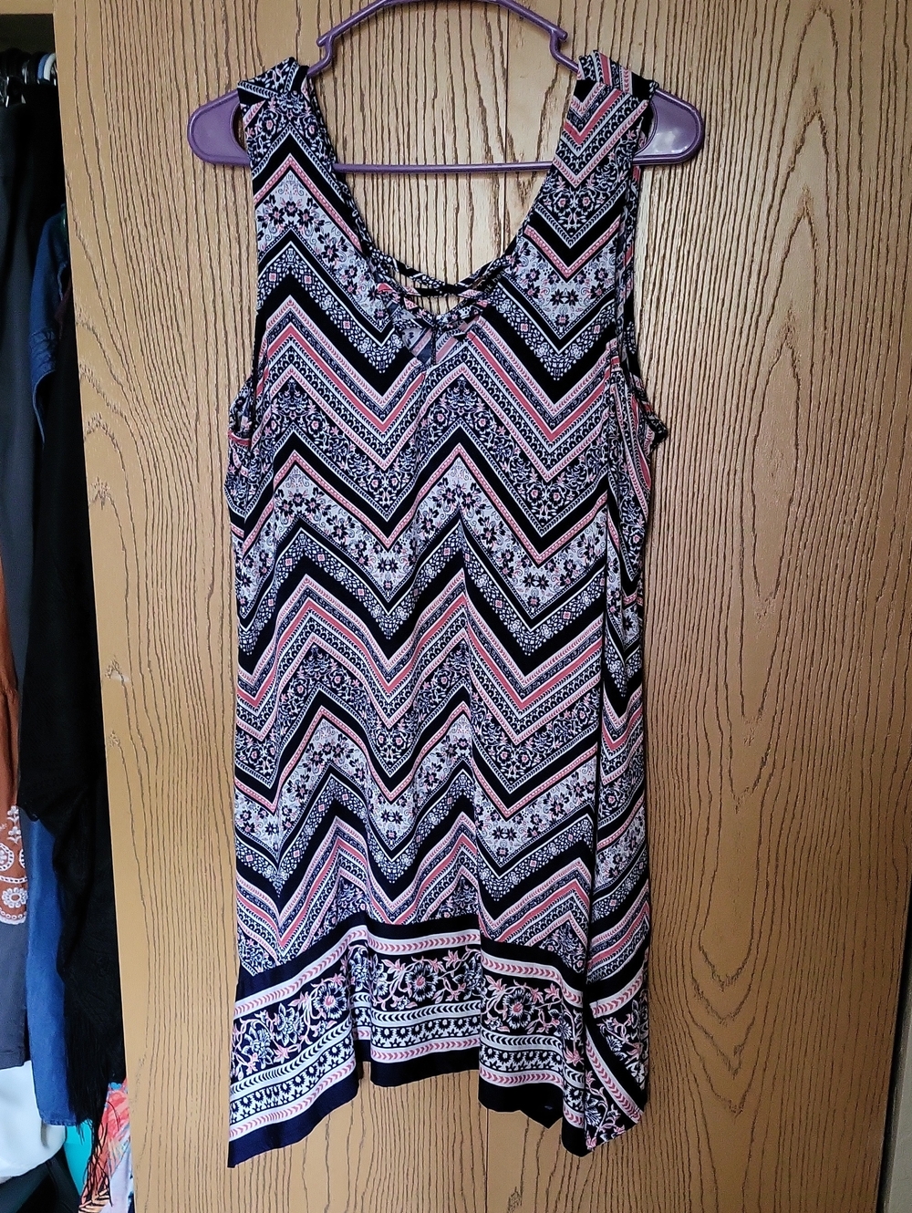 Three Pink Hearts Handkerchief Hem Short Dress Pink And Navy Floral Sz XXL